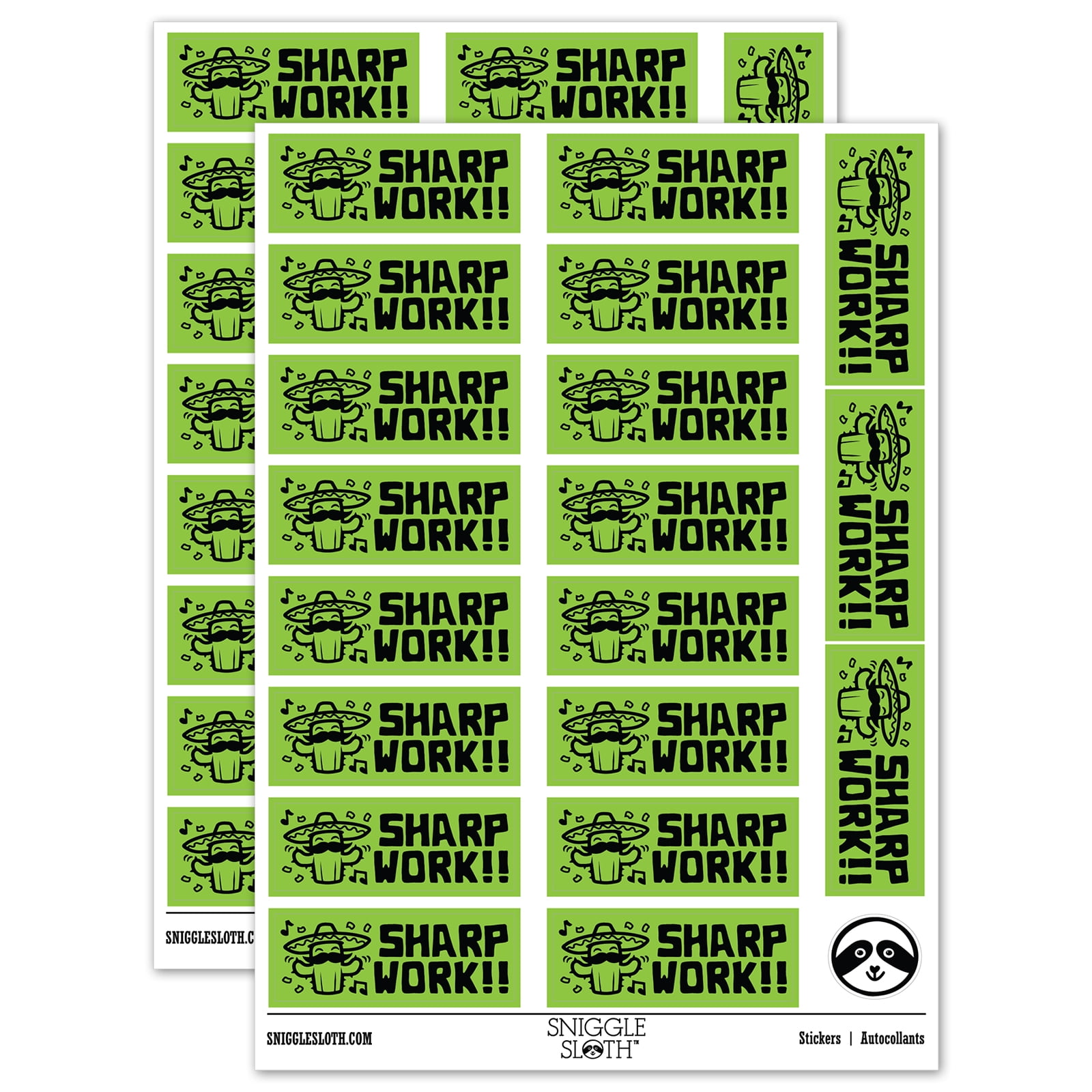 Sharp Work Fiesta Cactus Teacher Student School Sticker Set - Light ...