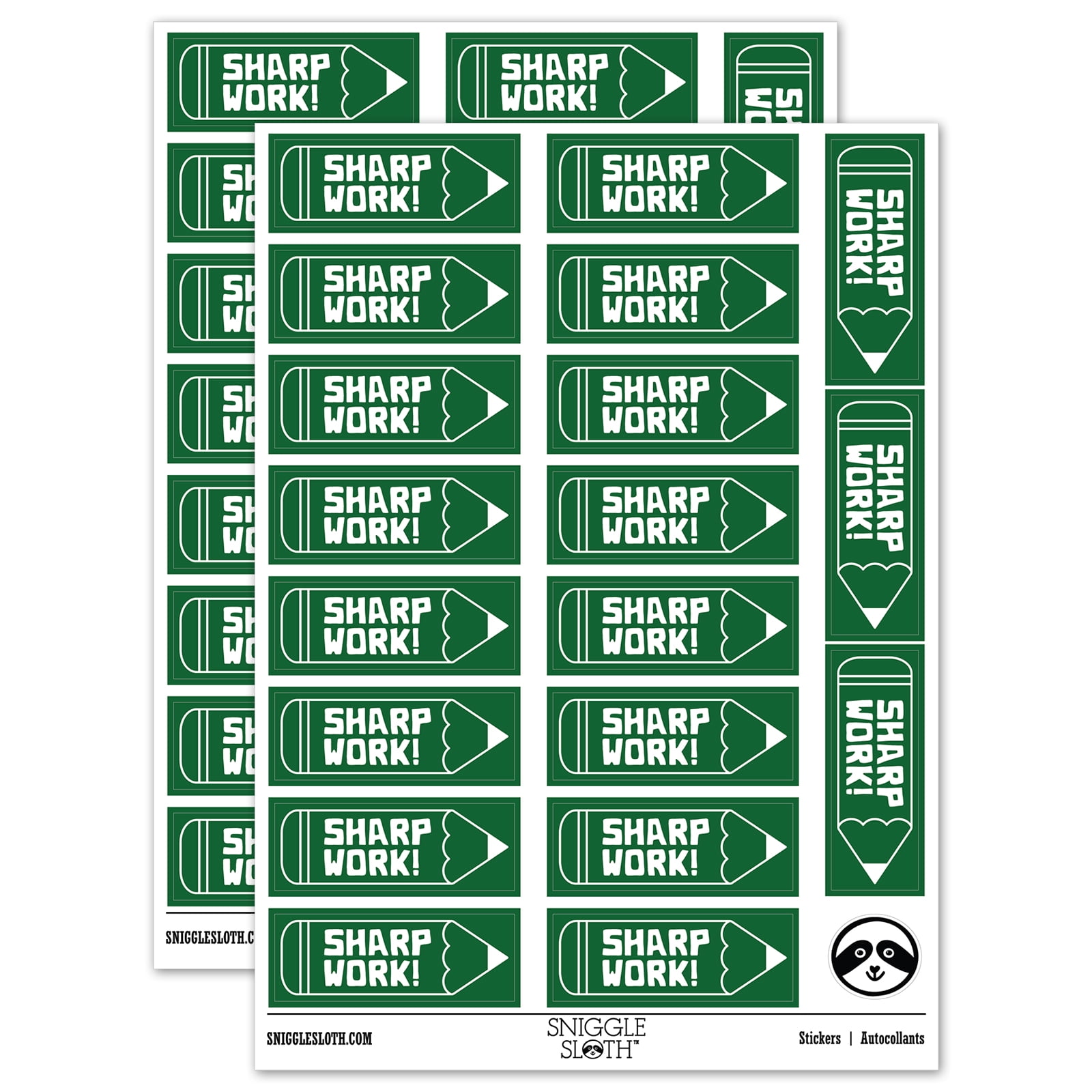 Sharp Work Pencil Teacher Student School Sticker Set - Dark Green ...