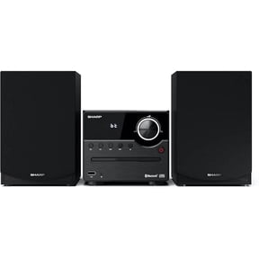 Sharp XL-B512 Micro Component Wireless Bluetooth Audio Streaming & CD Player Wood Speaker System + Remote, USB Port, MP3 Playback, FM Stereo Digital Tuner, Aux Input, Black Oak