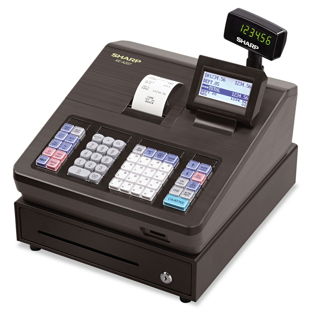 Sharp Xe Series Electronic Cash Register, Thermal Printer, 2, 500 Look-Ups, 25 Clerks, Lcd Display, 17.6 Lbs, 1 Each/Box - image 1 of 2