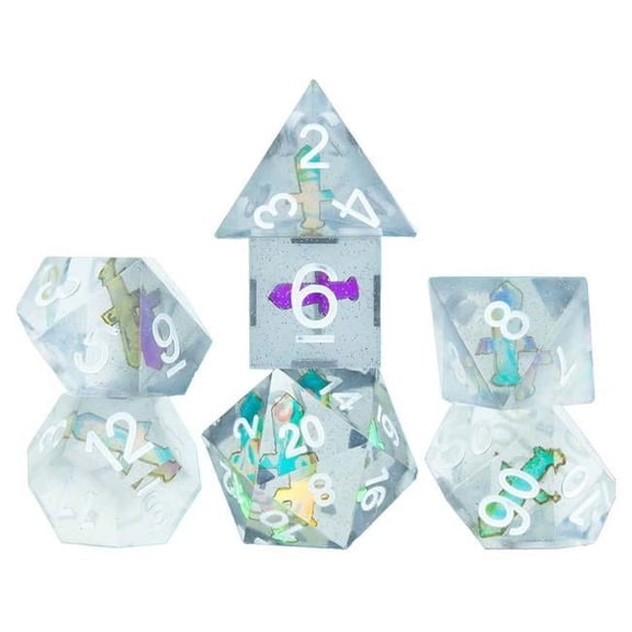 Sharp-edged Sharp Dagger Dice, Set of 7