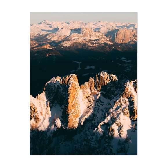 Sharp peaks for sunset - Postalm Salzburg Österreich Photography Mountain Landscape Nature Scenic Snow Winter Sunset Unframed Wall Art Print 9 x 12 inches