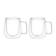 SharpChef 2pk Double Wall Borosilicate Glass Cups, Insulated Coffee & Tea Mugs, Heat-Resistant, Lightweight