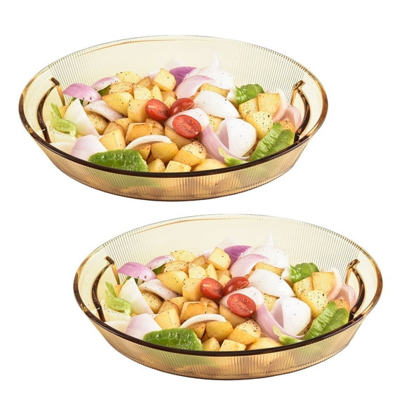 SharpChef 2pk Serve N' Store Oval Glass Bakeware, Durable Borosilicate Glass Baking Dish, Oven, Microwave, Freezer and Dishwasher Safe, 2.1 qt / 2 L