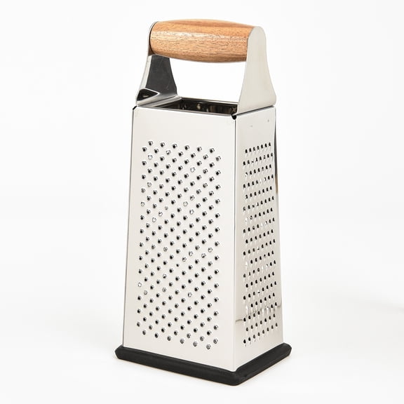 SharpChef 9" 4-Sided Cheese Grater with Acacia Handle, Stainless Steel, Rust Proof & Dishwasher Safe