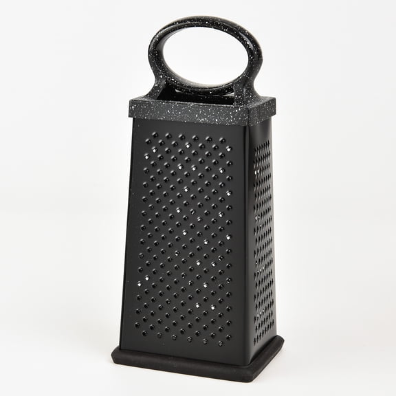 SharpChef 9" 4-Sided Cheese Grater with Handle, Stainless Steel, Rust Proof & Dishwasher Safe - Enamel coating Black