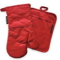 thumbnail image 1 of SharpChef Heat and Slip Resistant Silicone Oven Mitt and Pot Holder Set, Soft Cotton Lining, Waterproof, BPA-Free - Red, 1 of 6