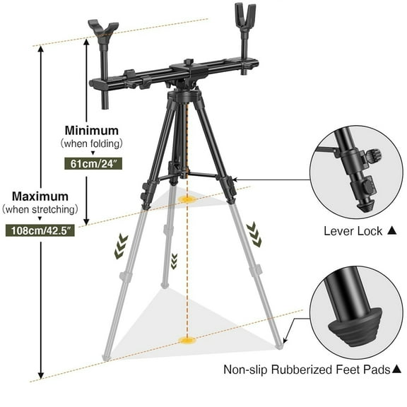 SharpOptics 24-42.5" Hunting Rests,Tripod with Dual Frame, Flexible Orientation for Hunting Outdoors