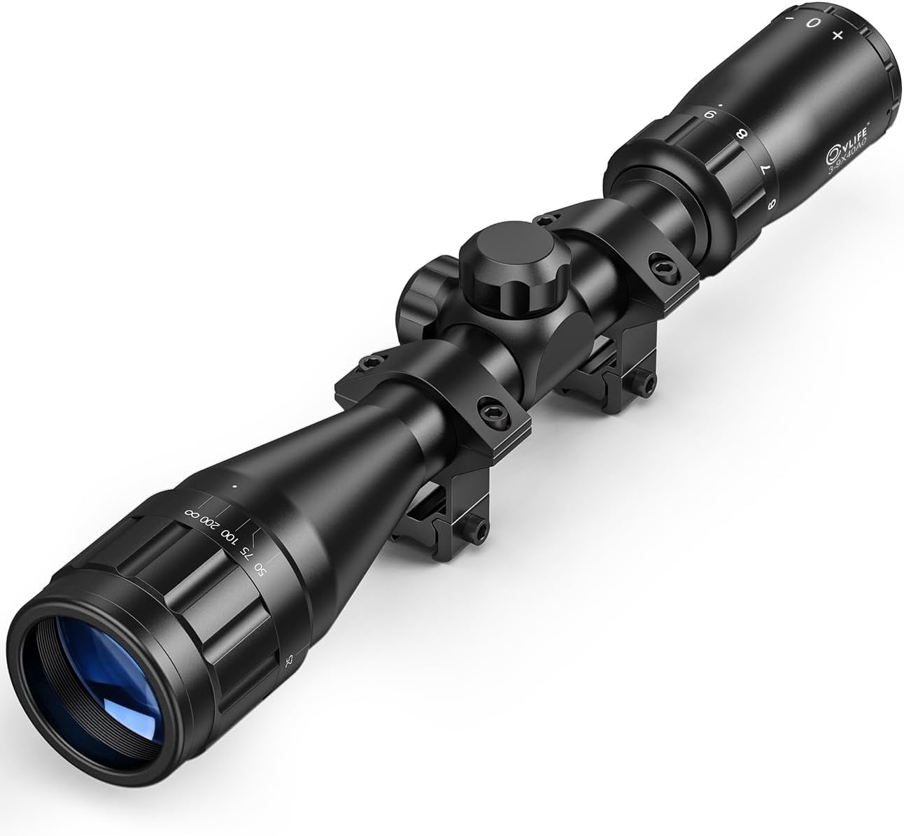 SharpOptics 3-9x40AO Rifle Scope Optics R4 Reticle Crosshair Scope with Mounts