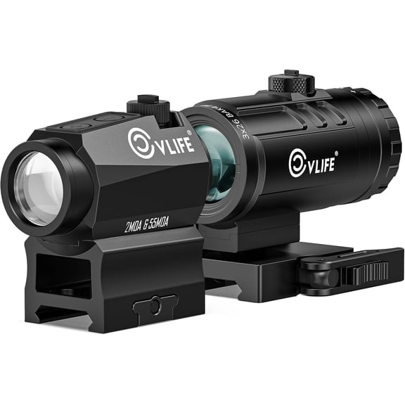 SharpOptics 3X Magnifier Combo, Motion Awake Compact Red Dot & Circle with Quick Release Flip-to-Side Magnifier Combo Kit for Hunting