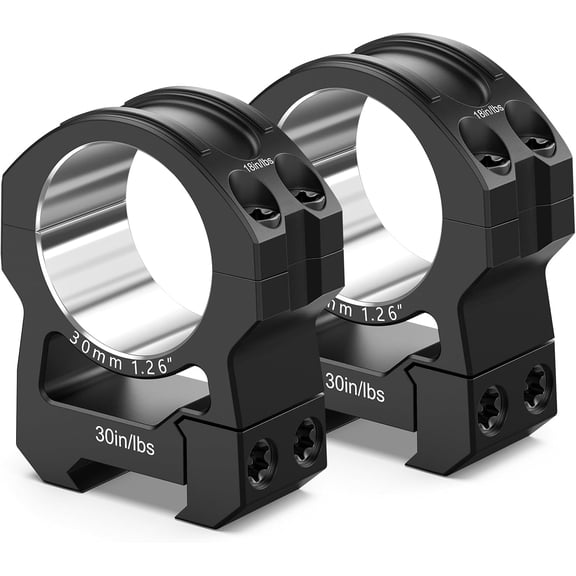 SharpOptics 7075 Aluminum 30mm Scope Rings, Pre-Lapped Precision CNC Machined Mounts for Picatinny & More Rails - 2 Pieces