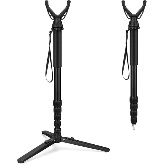 SharpOptics Hunting Monopod Stick Tripod Crossbow Rest, 20.5-66.1" Adjustable Lightweight Tripod, Black