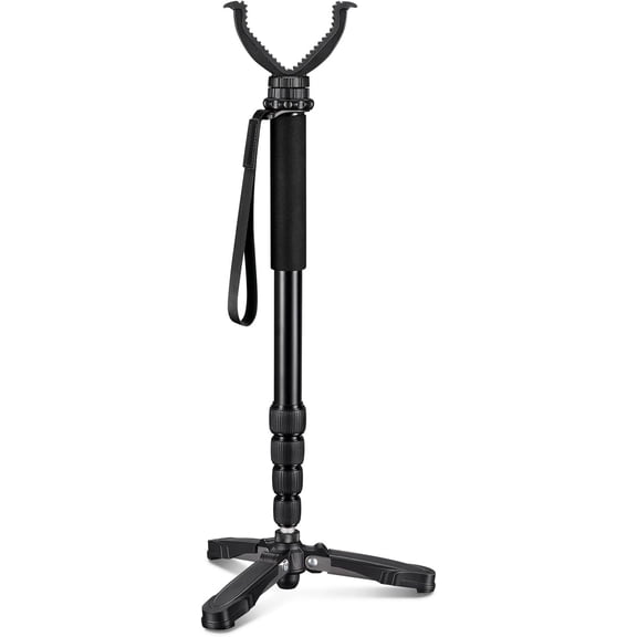 Hunting Monopod Shooting Stick Tripod | Tiltable and Horizontally Rotatable Tri-Stand Tripod Base, 20.5"-66.1" Height Adjustment