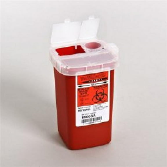 SharpSafety Sharps Container Vertical Entry Free Standing 2 Hinged Snap On Lid Plastic 1 Count 1 Quart
