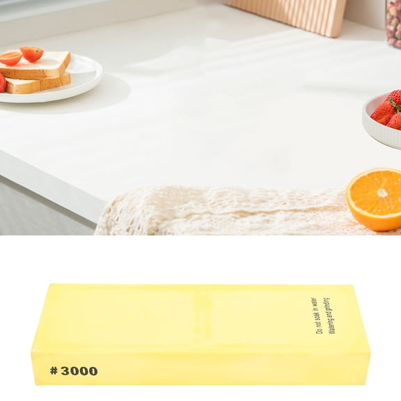Sharpening Stone, Whetstone Honing Stone Yellow 3000 Grit Ultra Fine No Pre Soaking Required with Anti Slip Base for Kitchen Knives Scissors Chisels Axes