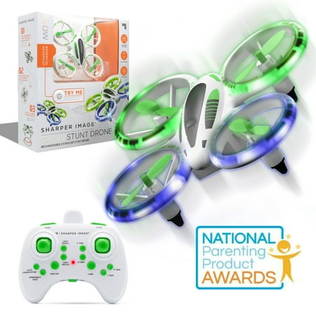 Sharper Image 2.4GHz RC Glow Up Stunt Drone with LED Lights, Mini Remote Controlled Quadcopter with Assisted Landing, Small Plane for Kids and Beginners, Wireless and Rechargeable