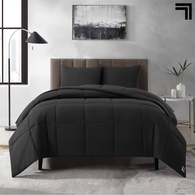 Sharper Image 3-Piece Black Down Alternative Comforter Set, King