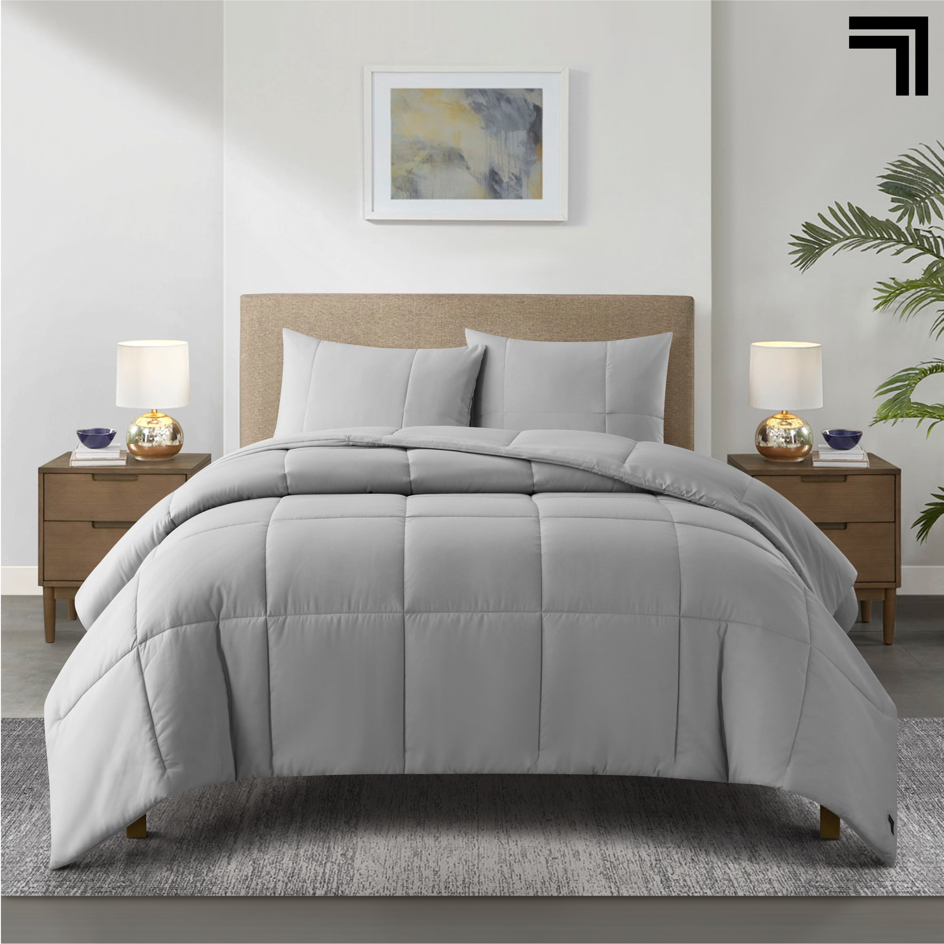 Sharper Image 3Piece Grey Down Alternative Comforter Set, Queen