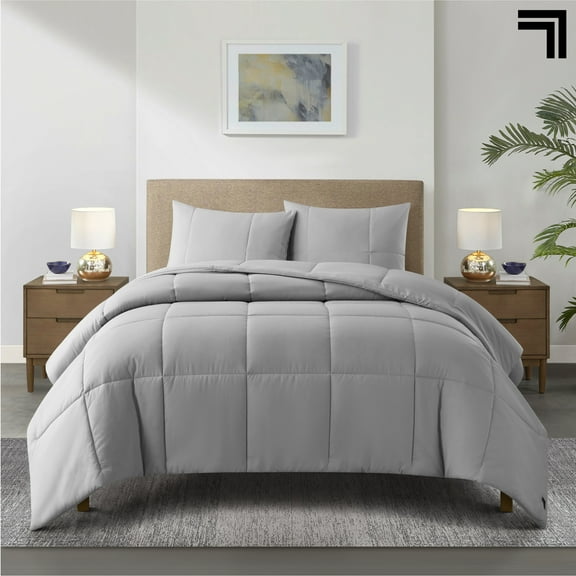 Sharper Image 3-Piece Grey Down Alternative Comforter Set, Queen