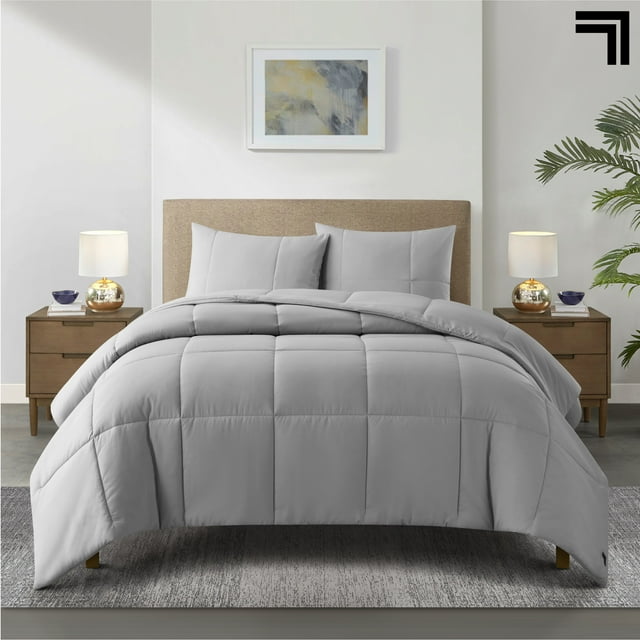 Sharper Image 3Piece Grey Down Alternative Comforter Set, Queen