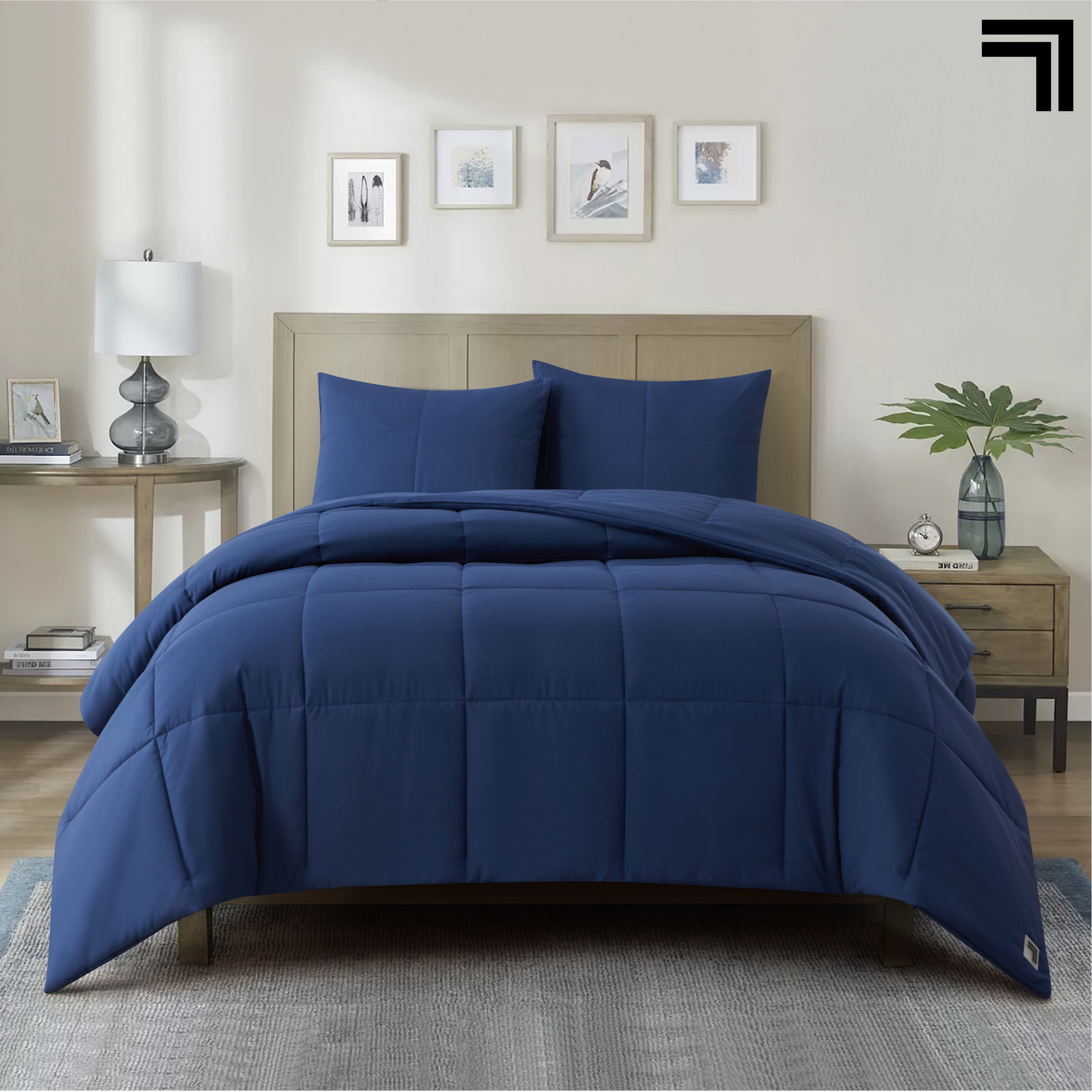 Sharper Image 3Piece Navy Down Alternative Comforter Set, Queen