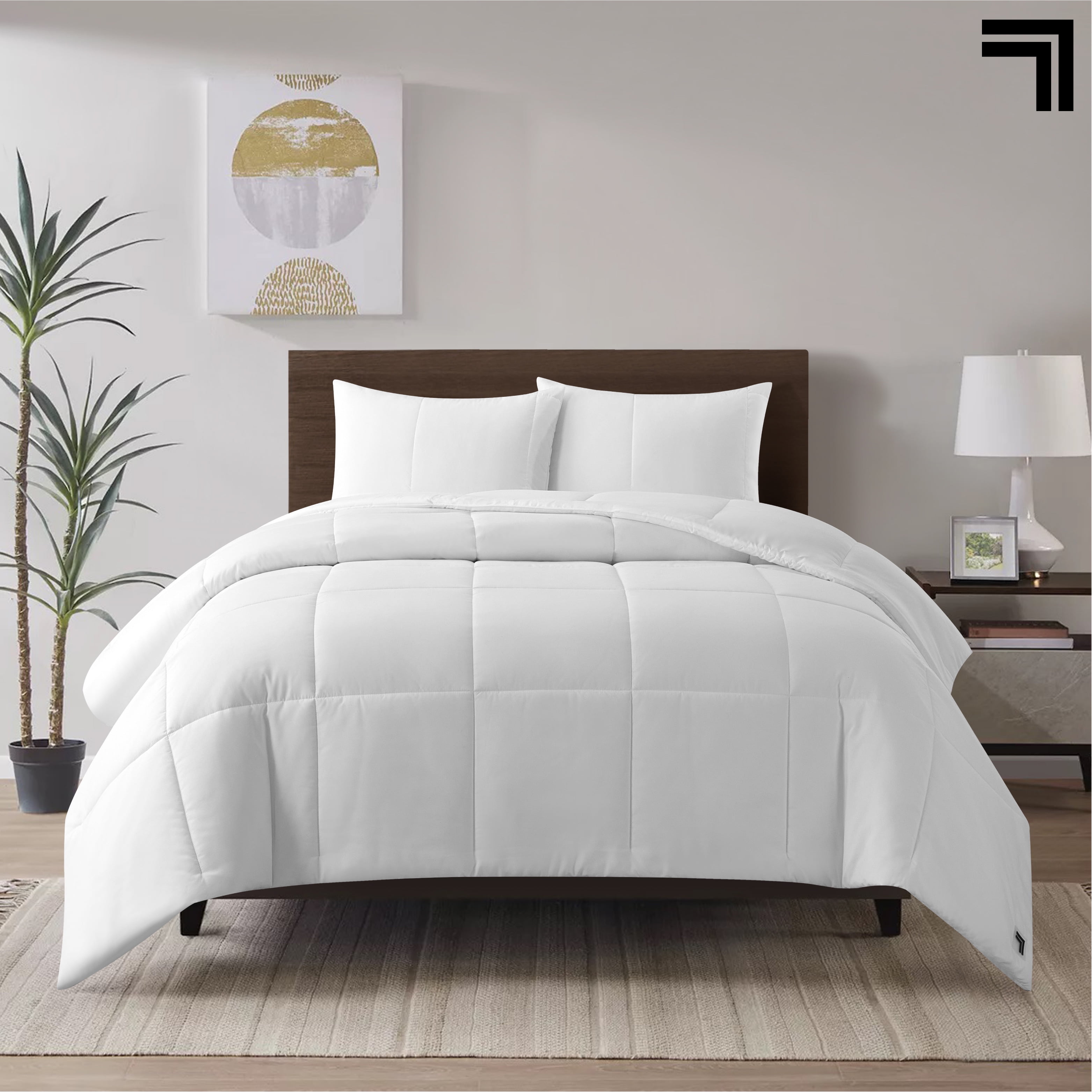 Sharper Image 3Piece White Down Alternative Comforter Set, Full