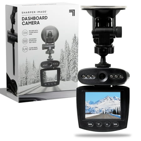 Sharper Image® 720P Dashboard Camera Monitor, 270 Pivoting Screen, Wide Angle Lens, 2.4 color LCD Screen, 1 Touch, Audio, Video DVR, Night Vision LED Recorder, 32gb SD Card (not included)