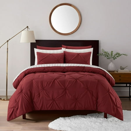 Sharper Image 9-Piece Burgundy Down Alternative Pintuck Bed-in-a-Bag Set, Full