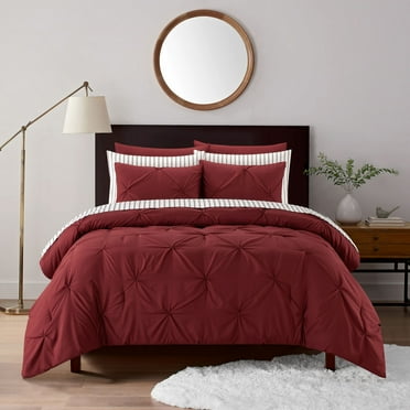 Sharper Image 9-Piece Burgundy Down Alternative Pintuck Bed-in-a-Bag Set, Queen