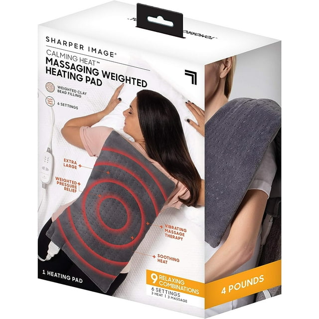Sharper Image Calming Heat Massaging Weighted Heating Pad, 12 in x 24