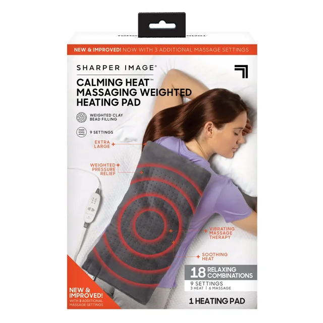 Sharper Image Calming Heat Massaging Weighted Heating Pad, 12 in x 24