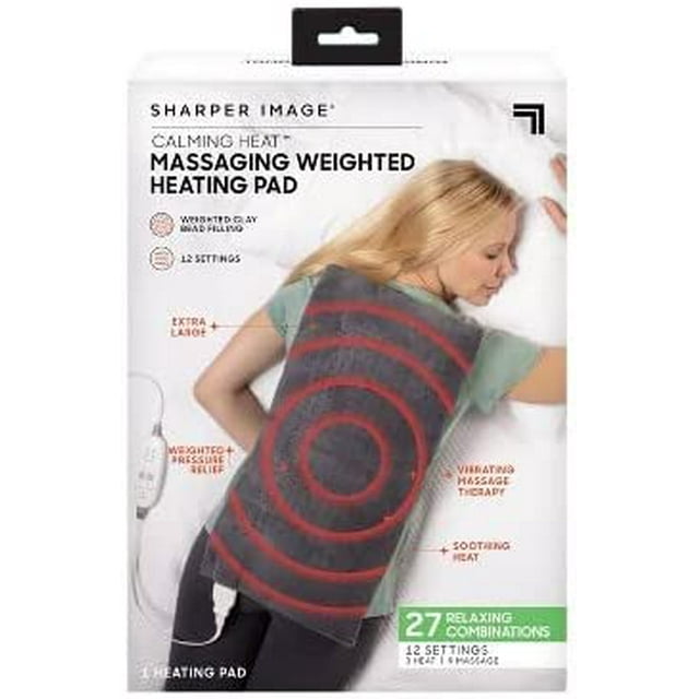 Sharper Image Calming Heat Massaging Weighted Pad with 12 Settings