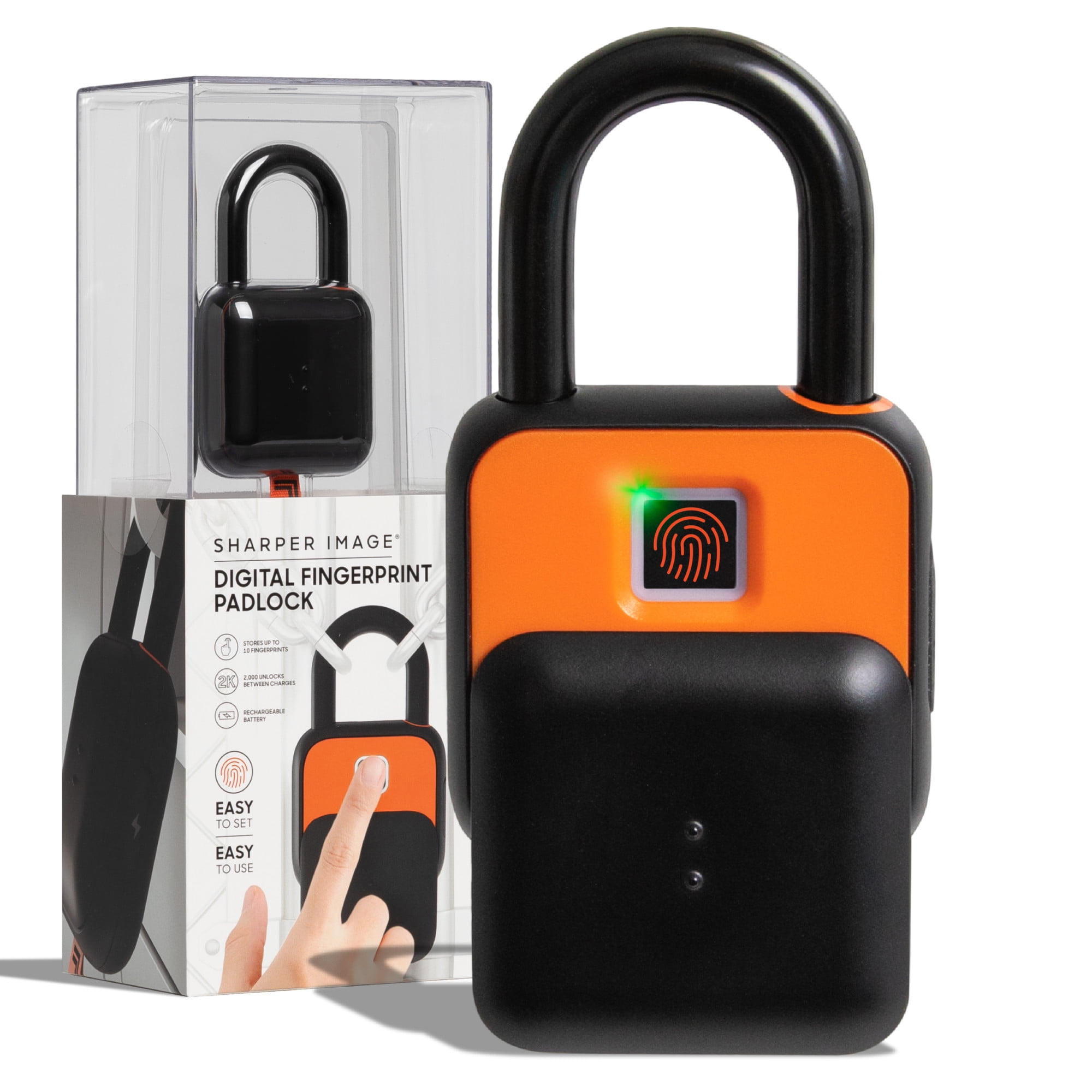Sharper Image Digital Biometric Fingerprint Padlock, with Up to 10