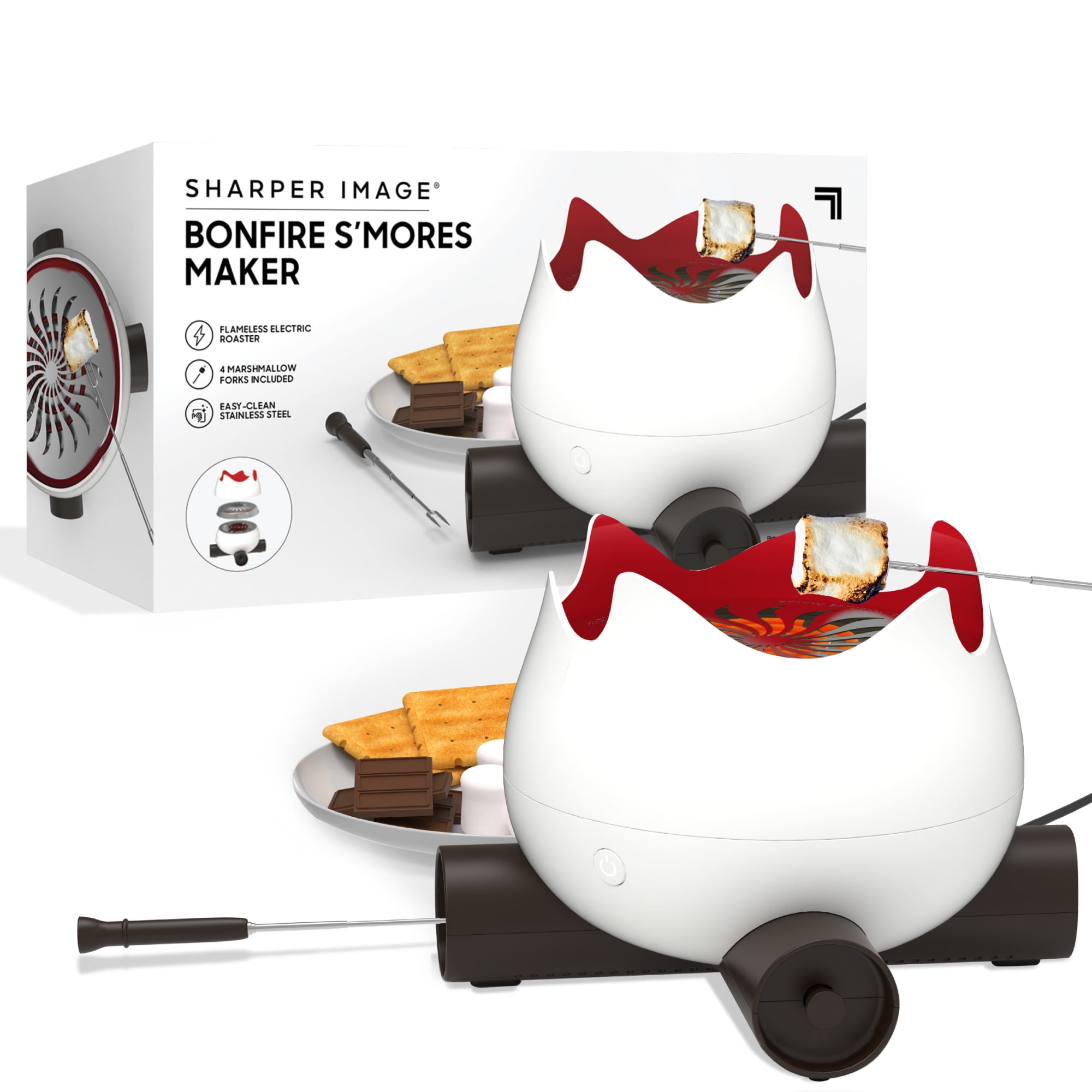Sharper Image® Flameless Marshmallow S'mores Maker, Includes Four Forks and Easy Cleaning Parts