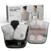 Sharper Image  Heated Neck and Shoulder Massager for Pain Relief Adjustable Heat Level Wrap & Vibrating Massage Spa Therapy Home Remedy Solutions
