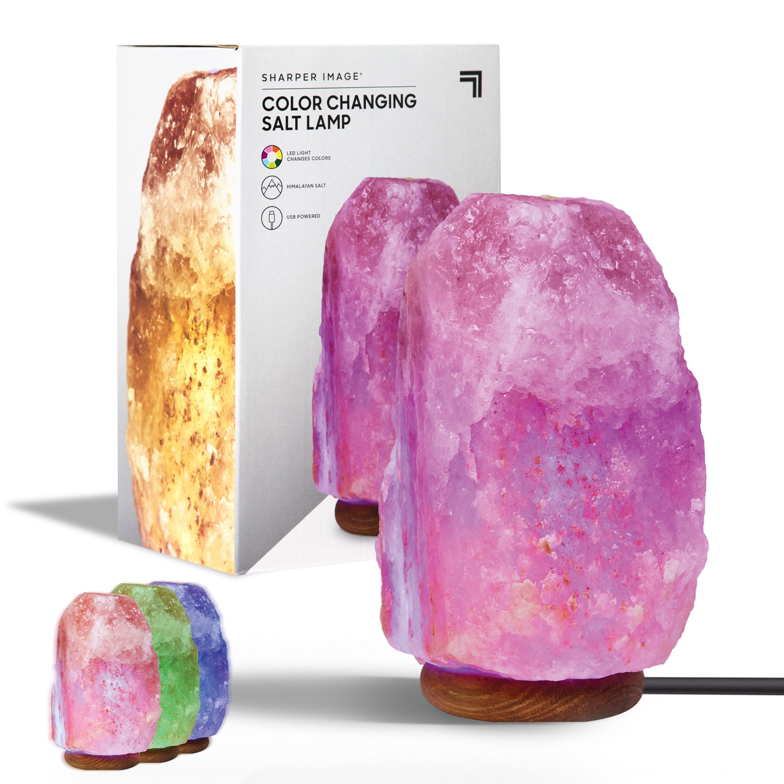 Giftig køretøj Slid Sharper Image® Himalayan Salt Crystal LED Color Changing Lamp, Natural &  Anti-Microbial, A Relaxing Accent for the Home/Office, Emits Negative Ions  for Air Cleaning/Purifying, Wood Base with USB - Walmart.com