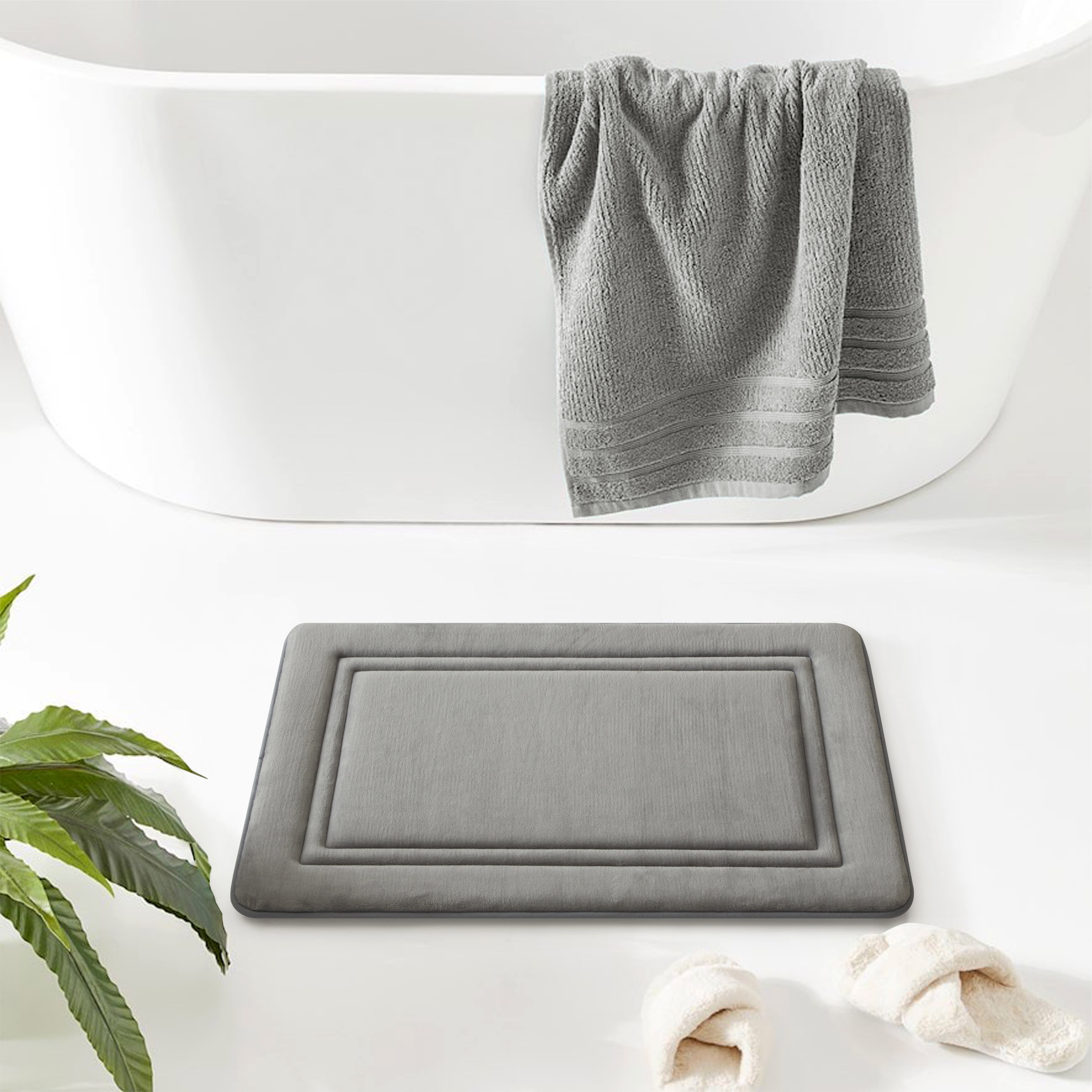 Mind Reader 23.5-in x 15.25-in Grey Foam Bath Mat in the Bathroom