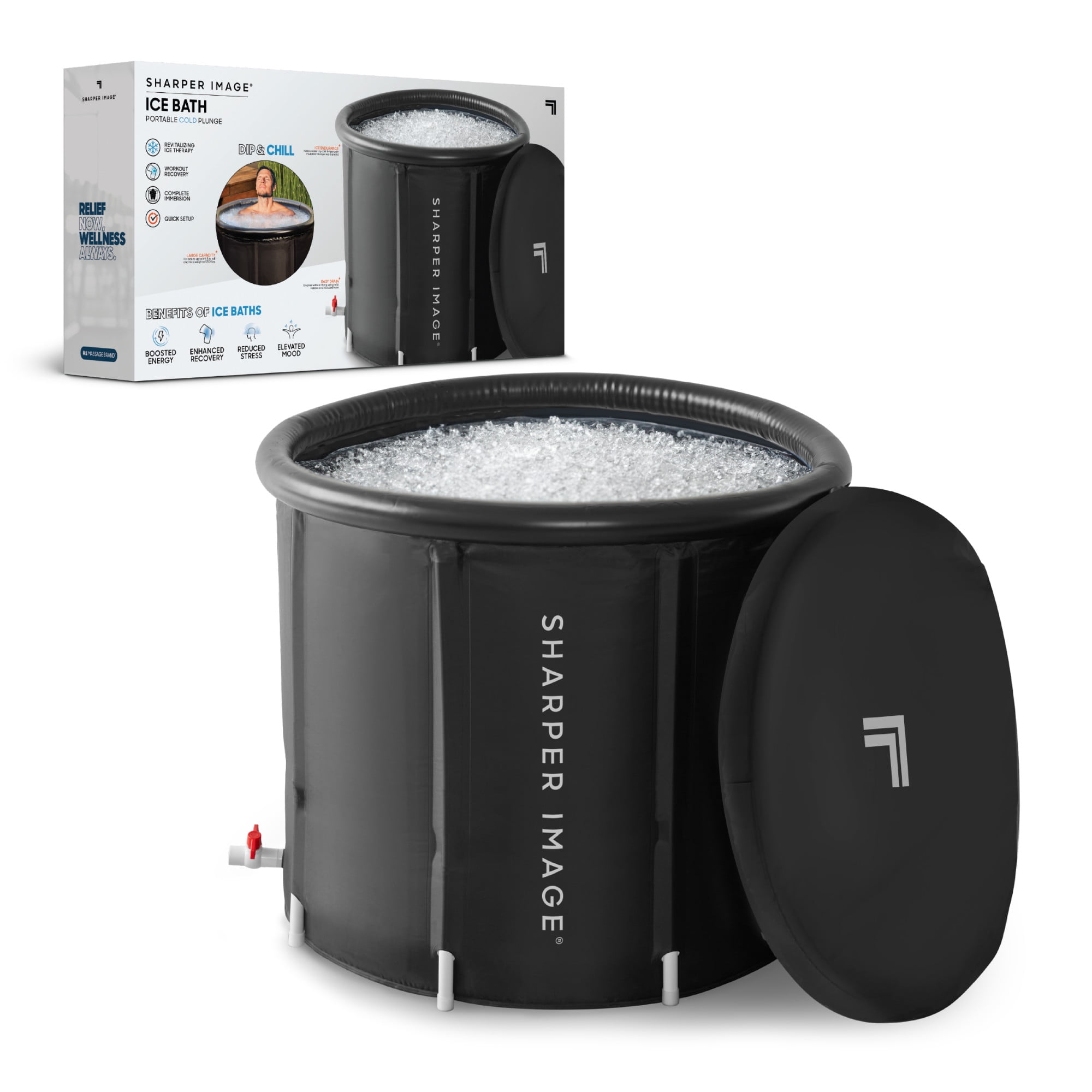 Black Portable Ice Bath Cold Plunge for Workout Recovery