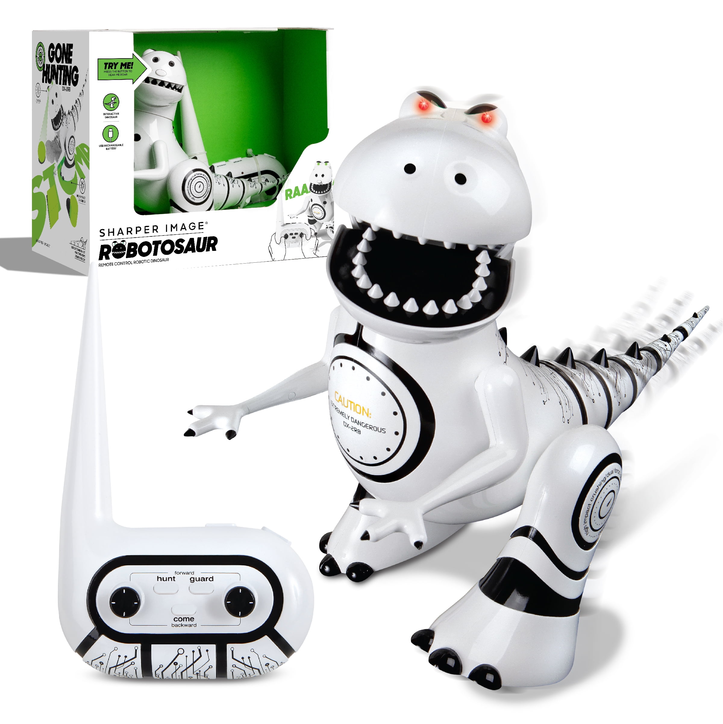 Sharper Interactive Robotosaur Robot Toy with Remote Control & Moving Parts, White - Walmart.com