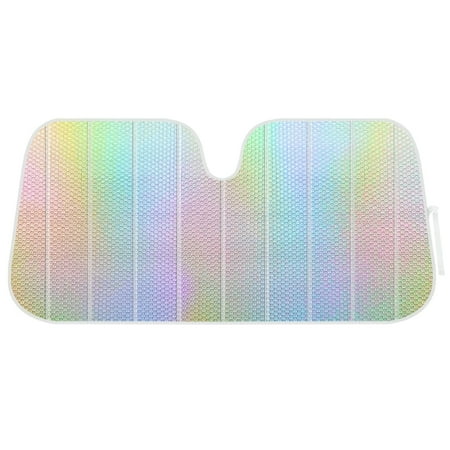 BDK Iridescent Mermaid Car Windshield Sun Shade Accordion Folding Sunshade for Windshield Blocks UV Rays Sun Visor for Car Front Window Protector - Easy Setup Keeps Vehicle Cool - 58 x 27