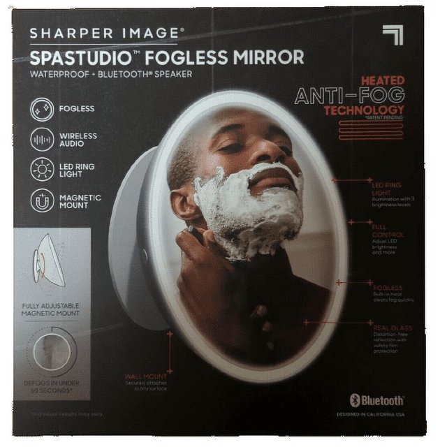 Sharper Image LED Fogless Shower Mirror and Bluetooth Speaker