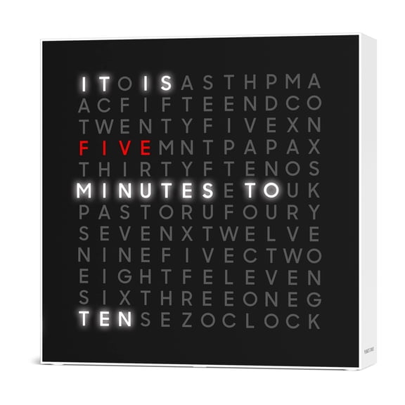 Sharper Image LED Word Clock Pro with Dimmable Light, 9.45" Modern Design, & Red 5-Minute Alerts| Electronic Accent Wall & Desk Clock| Contemporary Home & Office Decor| Housewarming Gift