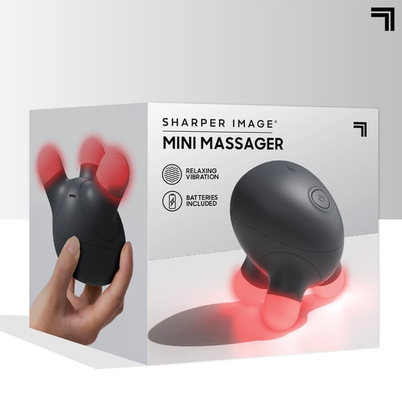 Sharper Image Mini Massager Percussion Handheld Tool, Relaxing Vibrations, Black