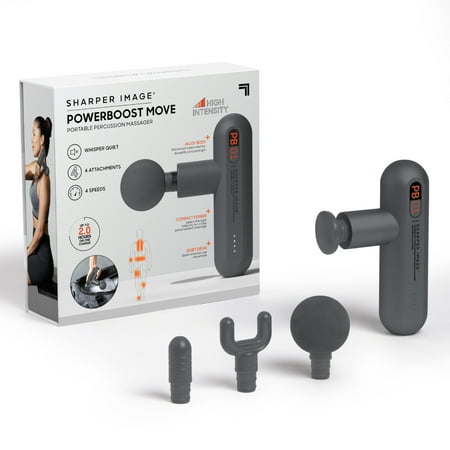 Sharper Image® Powerboost Move® Deep Tissue Portable Full Body Percussion Massage Gun, Gray