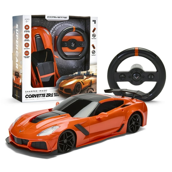 Open Box Sharper Image RC Chevrolet Corvette ZR1, 2.4 GHZ Remote Control Sports Car with Gravity Sensor Steering, 1:16 Scale Model with LED Lights