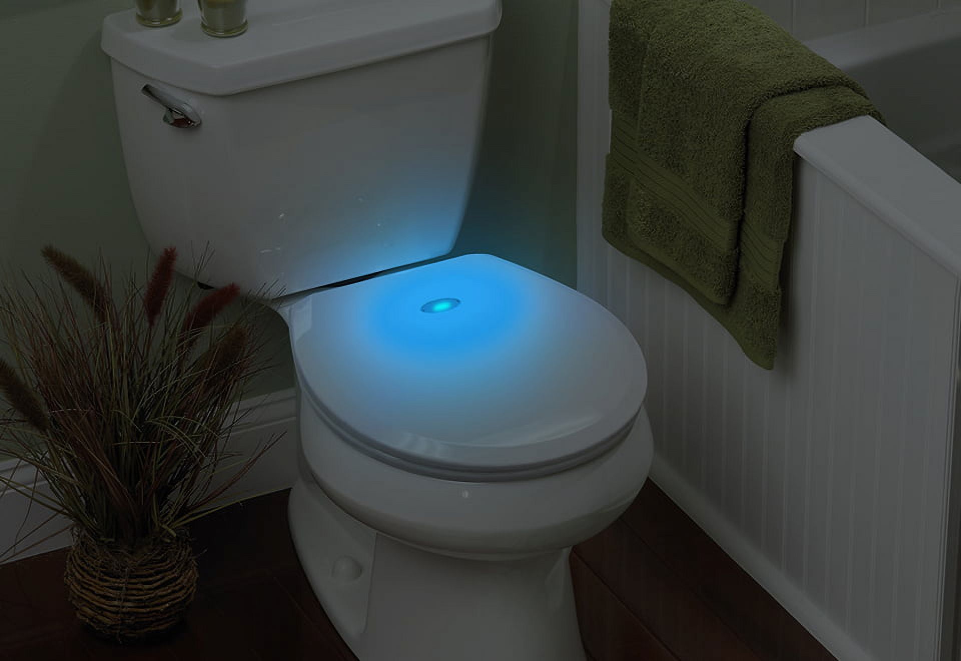 The LED Glow in the Dark toilet seat will help your son find his way to the  toilet and improve his accuracy…and look funky too.…