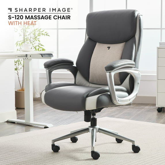 Sharper Image S-120 Massage and Heat Office Chair, Gray/White