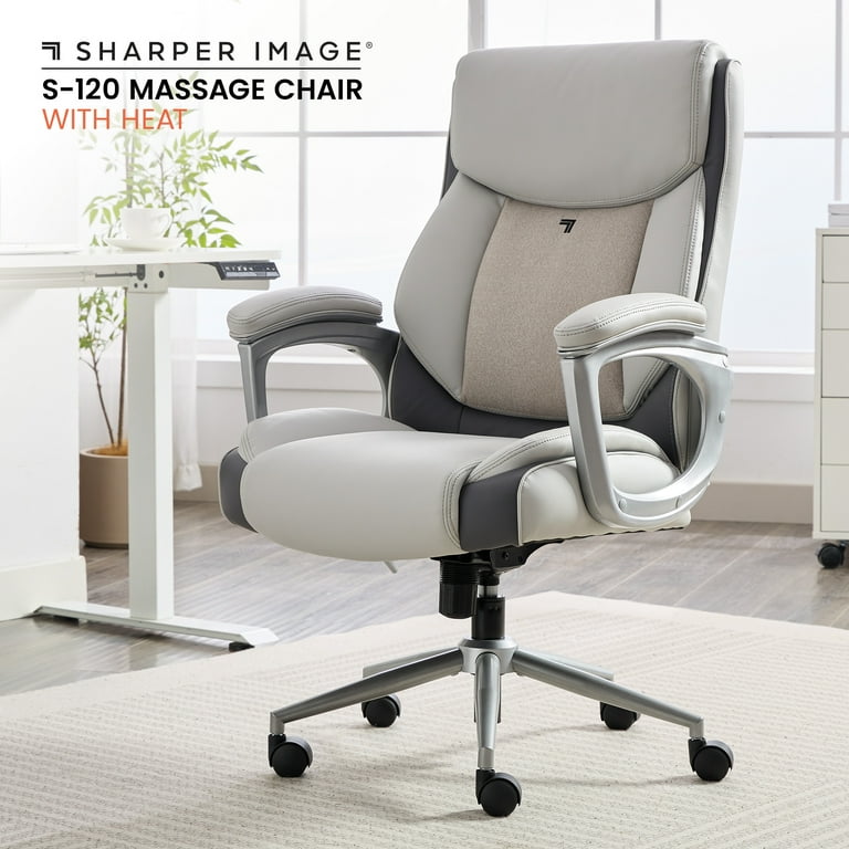 Sharper Image S-120 Massage and Heat Office Chair, White/Gray