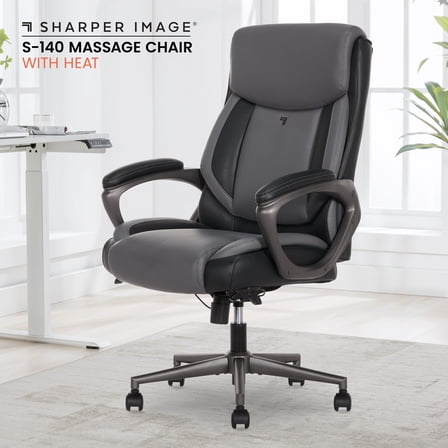 Sharper Image S-140 Massage and Heat Office Chair, Gray/Black