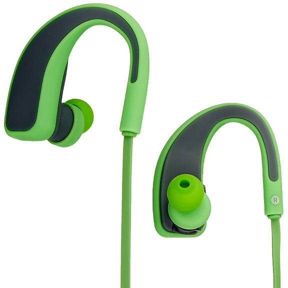 Sharper Image SBT528GR Bluetooth Active Fit Wireless Earbuds with Microphone, Volume Control, Green